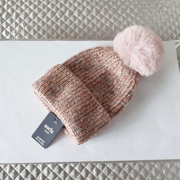 NWT Norla multicolour faux fur pom pom beanie - Picture 3 of 3